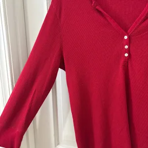 Polo Jeans Co Ralph Lauren Waffle Thermal Henley Top Womens L Preppy Layers Red thumbnail 3