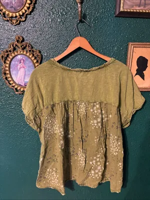 Pilcro Anthropologie Oversized Green Blouse Size XS thumbnail 4