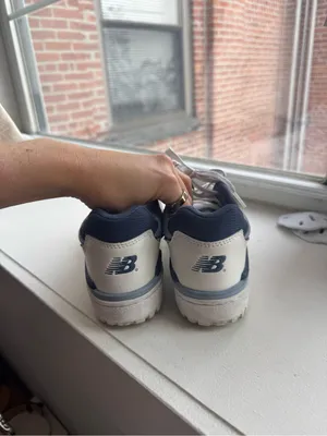 New Balance 550 Women’s White and Navy Leather Sneakers thumbnail 2