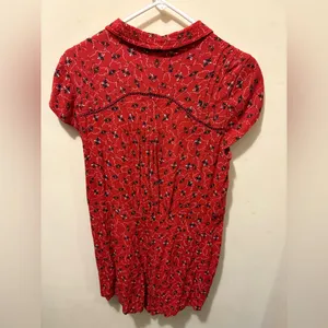 Free People Debby‎ Floral Romper Women medium Red Viscose Summer Bohemian thumbnail 5