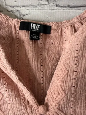 FRYE Dusty Rose Crochet-Detail Peasant Blouse XL thumbnail 13