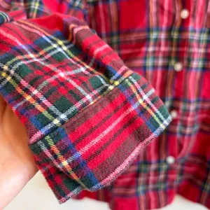 L.L. BEAN Vintage Red Plaid Flannel Cotton Pajama Long Sleeve Shirt Womens Small thumbnail 4