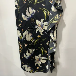 Cinq à Sept Leena Floral Print Midi Dress Size 10‎ 100% Silk with Velvet … thumbnail 5