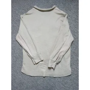 Cream Waffle‎ Knit Button Down Shacket Contrast Panel Thermal Shirt Small thumbnail 2
