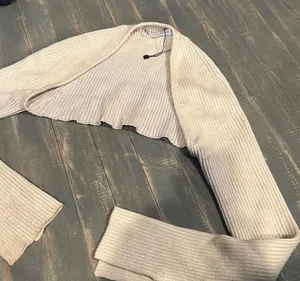 Zara Knit Bolero‎ Womens Creme Ribbed Arm Warmers Cropped thumbnail 1