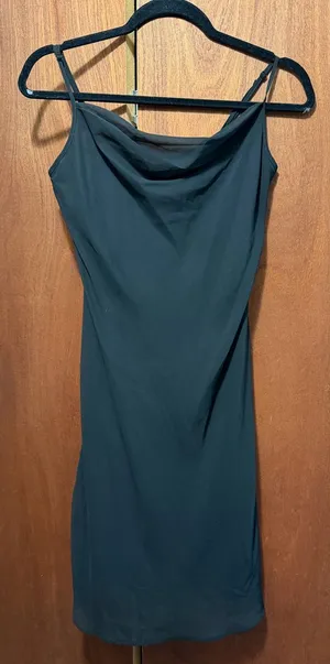 Black Cowl Neck Slip Dress - , Elegant Women's Dress thumbnail 1