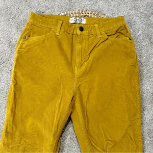 We The Free High Rise Skinny Corduroy Frayed Raw Hem Pants in Mustard Yellow 29 thumbnail 4