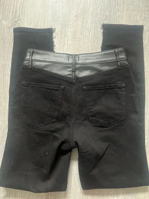 Express 90s Skinny High-Rise Jeans with faux leather panel thumbnail 6