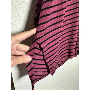 NEW We the Free People Stripe Tee Maroon Black Casual Slouchy Medium Top thumbnail 6