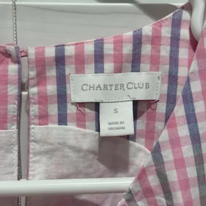 Charter Club Women S Cotton Preppy Party Plaid Midi Baby Shower‎ Pink Blue Dress thumbnail 4