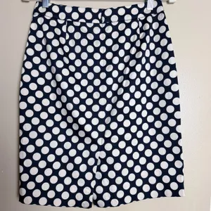 J.Crew Pencil Skirt Workwear Preppy Polka Dot Stretch Cotton Navy Cream Size 4 thumbnail 2
