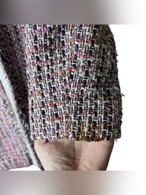 VTG Garfield & Marks Pink Tweed Coco Jacket Longline Open Front Fringe Sz 4 USA thumbnail 6