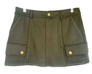 NEW Halara Green Gold Snap Pockets Casual Cargo Utility Mini Skirt Womens Size M thumbnail 1