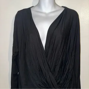 21Saints long sleeve high-low V-neck long sleeve shirt in black new size large thumbnail 13