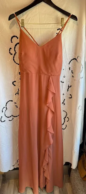 Birdy Grey Terracotta samon padded top bridesmaids Maxi Dress size M thumbnail 1
