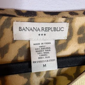 Y2K Banana Republic Angora Rabbit Hair Wool blend Silk lined yellow cardigan thumbnail 4