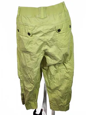 Chico's Women's Lightweight Cargo Capri Pants Size 2 (Large) Lime Green thumbnail 4