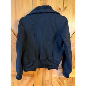 Express Women’s Black Wool Blend Lined Winter Bomber Jacket Size XS (6747) thumbnail 7