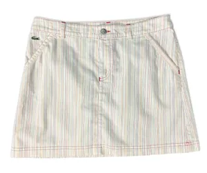 Lacoste White Pink Blue Green Pastel Pinstripe Pencil Mini Skirt size 36 / 4 / S thumbnail 1