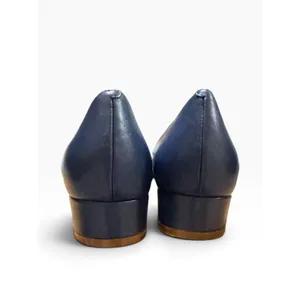 Cole Haan Womens Navy Leather Pointed Toe Crisscross Block Heel Flats W15158 thumbnail 3