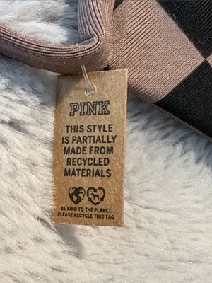 PINK NWOT Checkerboard Bralette in Dark Beige and Black Size M thumbnail 2