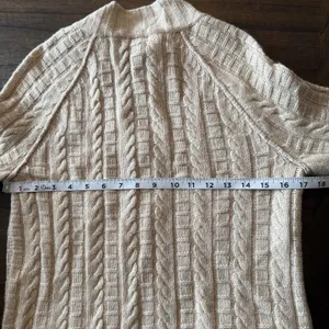 Banana‎ Republic Cardigan Sweater Sz Med Cashmere Blend Tan Cable Knit Mock Neck thumbnail 8