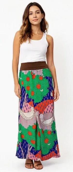 Judith March Boho Bohemian Palazzo Chiffon Abstract Pants Large thumbnail 1