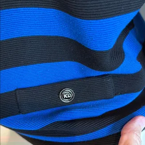 KARL LAGERFELD Vintage Blue & Black Stripe Knit Top Small Designer Grandmacore thumbnail 5
