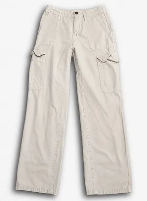 Zara Women Cream Beige Wide Leg Cargo‎ Pants Utility Streetwear Size 2 thumbnail 1