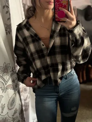 Romwe Oversized Flannel thumbnail 1