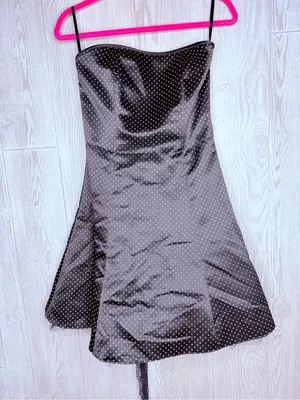 Jessica McClintock gunne sax 80 black tube top dress polka dots and lace train 6 thumbnail 9