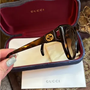 Authentic GUCCI 56 Cat eye Havana Acetate sunglasses thumbnail 5