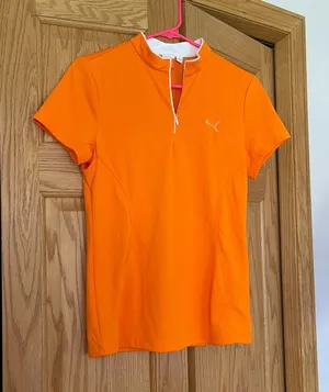 Puma Neon Orange Short Sleeve Zip-Up thumbnail 1