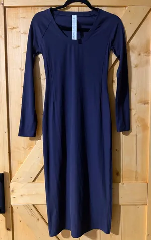 Lululemon All Aligned Ribbed Long-Sleeve Midi Dress - Purple/Grey - Size 4 thumbnail 1