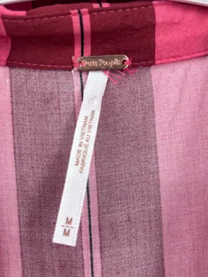 Free People Sleeveless Striped Button-Front Tie-Hem Top in Pink & Purple thumbnail 2