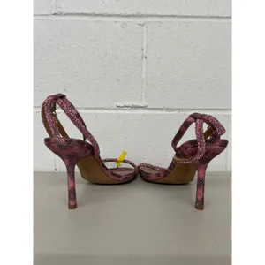 Jessica Simpson sz9 pink jewel rhinestone animal print cheetah heels open toe thumbnail 5