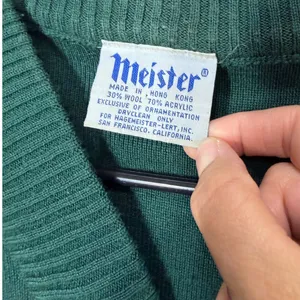 Meister Embroidered V Neck Sweater Green Floral Folk Art Metal Clasps Women's L thumbnail 3