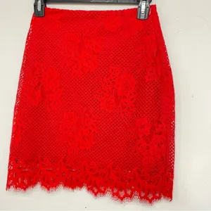 For Love & Lemons Red Lace Mini Skirt Womens S Girly Coquette Romantic Stretch thumbnail 5