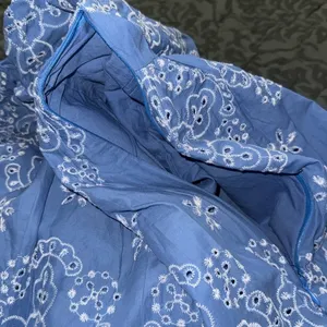 GOODNIGHT MACAROON size large side zip lined square neck blue eyelet dress NWT thumbnail 8