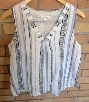 Mine White & Blue Striped Tank Sleeveless Top Blouse Women’s Size Small thumbnail 1