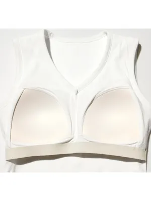 Uniqlo V-Neck Bra Top NWT Khaki XS thumbnail 3