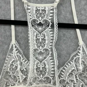 Etam Women’s Size 34B White/Ivory Heart And Floral Sheer Lace Bralette thumbnail 6
