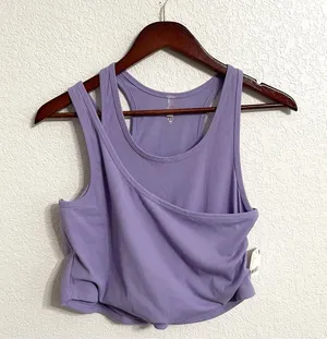 NWT Free People Womens Tank Top Summer Lilac Strappy Ribbed Crop Size Medium thumbnail 1
