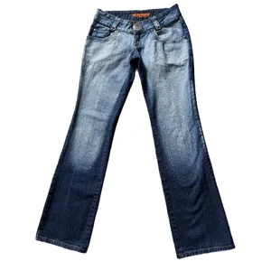 Womens Low Rise Flared Bootcut Jeans Blue Denim Y2K Boho Grunge ITLY 38 Coquette thumbnail 3
