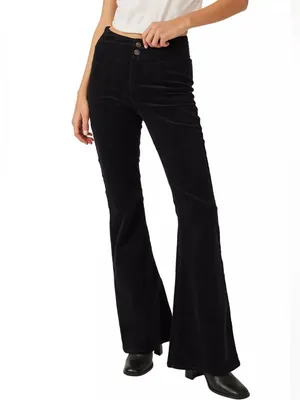 Free People We The Free Jayde Cord Flare Jeans Corduroy Beluga Black 26 thumbnail 2