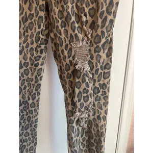 Leopard Print Distressed Jogger Jeans With Drawstring Waist & Raw Hem By YMI thumbnail 2