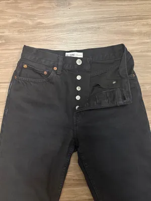 RE/DONE Originals 70s High Rise Stove Pipe Jeans 25 Fits 26x25 Black $265 thumbnail 4