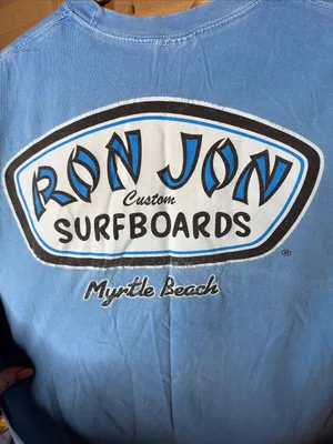 Ron Jon Surf Shop Blue Cropped Graphic Tee Myrtle Beach Size Medium Beachy thumbnail 7