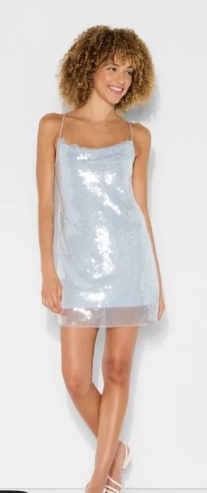 Wild Fable Blue Sequin Mini Dress thumbnail 1
