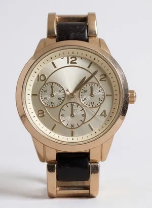 Gold Tone and Black‎ Bracelet Women's Fashion Watch Stainless Steel Back thumbnail 1